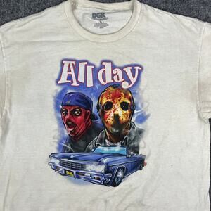 DGK T-Shirt Mens XL White All Day Mask Graphic Urban Streetwear Distressed Tee